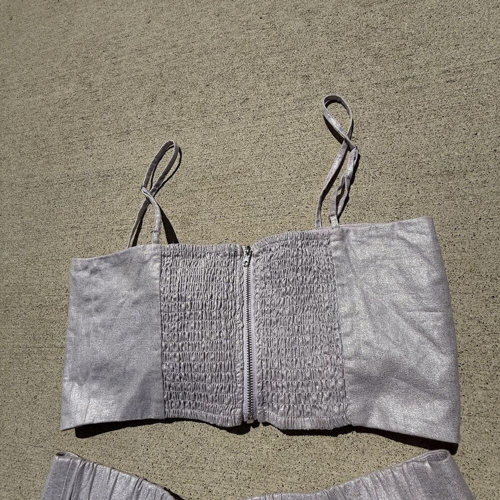 Jason Wu Lavender 2 Piece Wide Leg Pleated Pant Bow Crop Top NWT‎ $425 Medium - Picture 9 of 14